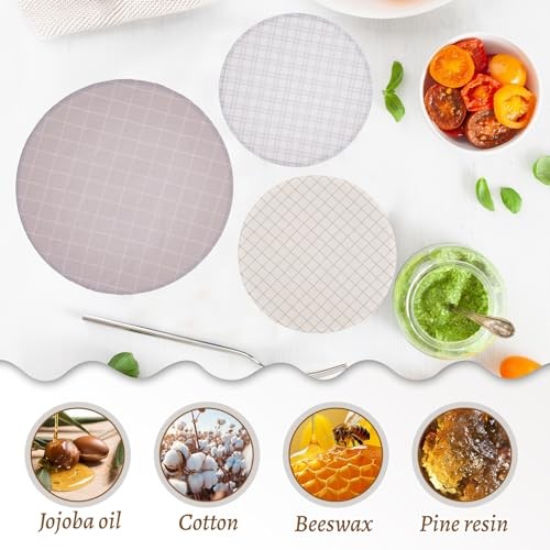 Reusable Beeswax Bowl Covers 10/12 Inch - Elastic Cotton Cloth for Bread &  - Picture 3 of 7