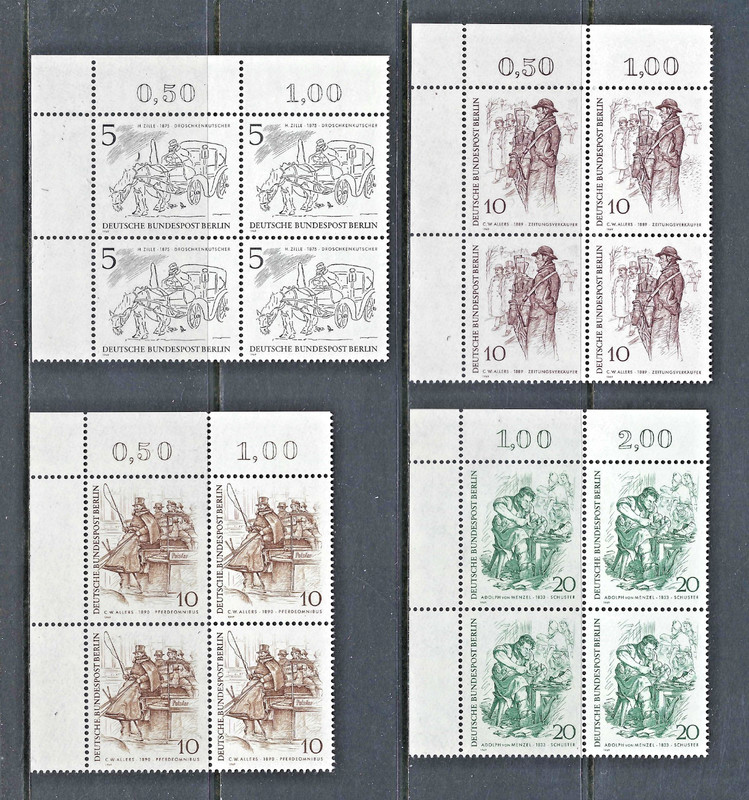 Germany Berlin 1969 #9N267-274 Blocks of 4 MNH Old Berliners