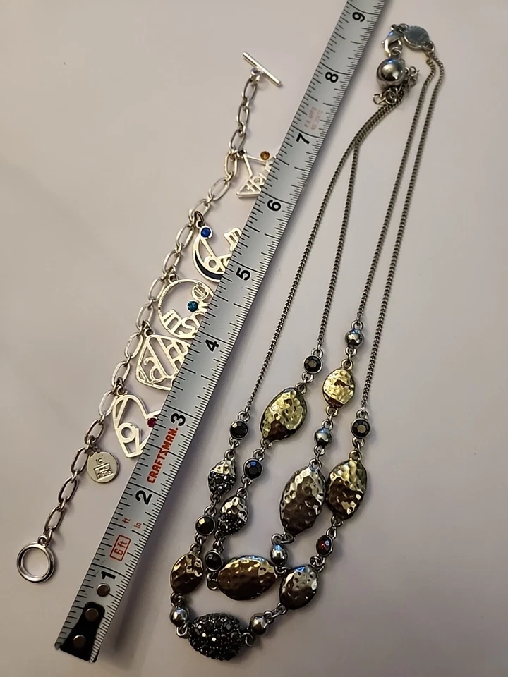 LIZ CLAIBORNE - LOTE DE 2 - 1 Collar de Plata Doble Hilo y 1 Pulsera Dije Foto 2 de 2