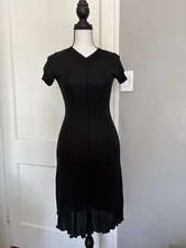 Vintage 90s Atsuro Tayama Japan Black 100% Rayon Dress Size 4 Made in France