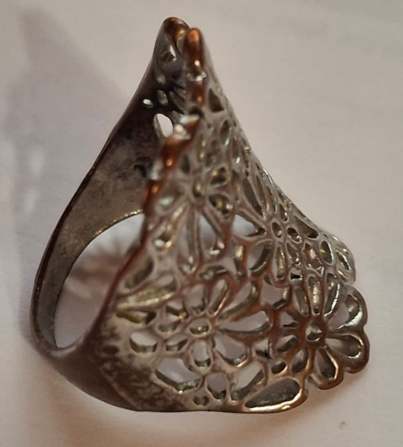 Wide Artisan Statement Ring Openwork Design Estat… - image 2