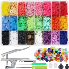 1440Pcs Plastic Snap Buttons No-Sew Snap Fasteners T5 Snaps with Snaps Pliers Ki