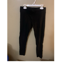 HUE Women  s Regular Ankle Leggings Solid Black Stretch Pull-On Size S