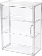 3 Tier Display Case for Collectibles,Clear Display Box with 2 Movable Plates ,St