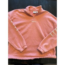 Adidas Pink Quarter Zip Sweatshirt Long Sleeve Embroidered Logo Women's Size S