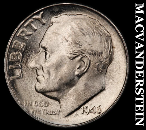 1946-D Roosevelt Dime- Silver- Choice Gem Brilliant Uncirculated Luster #J439