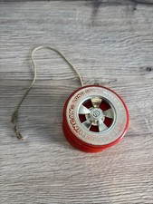Rare Vintage 1980s RED & SILVER Duncan Wheels Long Spin Yo-Yo Yoyo Fun retro toy