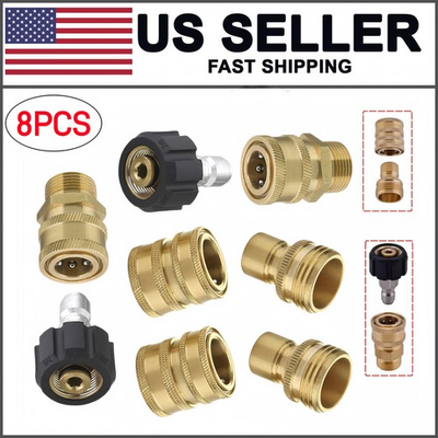 #ad 8x Pressure Washer Adapter Set Quick Disconnect Kit M22 Swivel to 3 8‘’ Connect $15.99