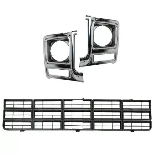NEW FRONT GRILLE HEADLIGHT DOORS BLACK & CHROME FOR 1977-1980 CHEVROLET C10 K10 Foto 2 de 4