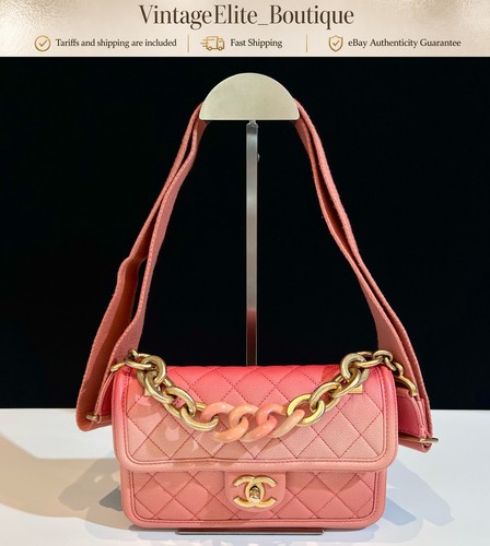 Chanel Classic Flap Small Pink Leather Gold HW Shoulder Bag Preowned Authentic