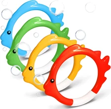 4 Pcs Diving Ring Set - Throw, Dive & Retrieve Toys, Underwater Swimming Pool Pl