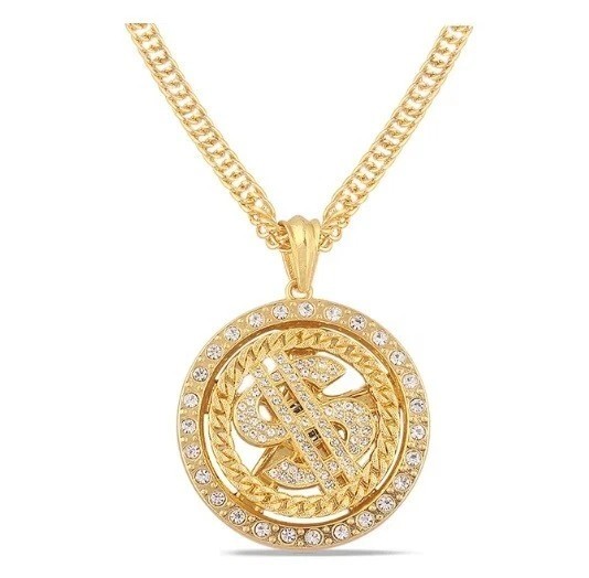 Gold Pimp Rope Chain Bling Spinning Dollar Sign Halloween Accesso ...