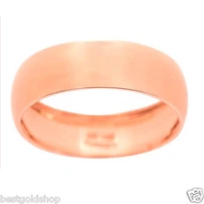 6mm Domed High Polished Wedding Band Ring Real Solid 14K Rose Pink Gold