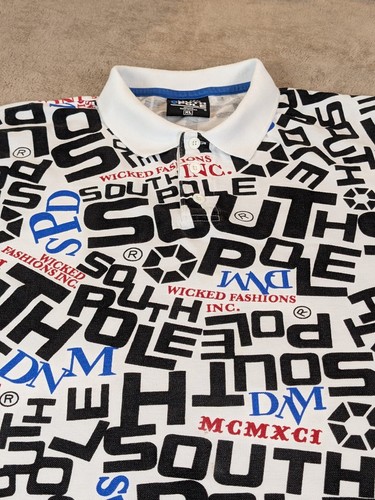 De Colección Southpole Wicked Fashions Inc. Hombres S XL Blanco Polo Y2K AOP - Imagen 6 de 12