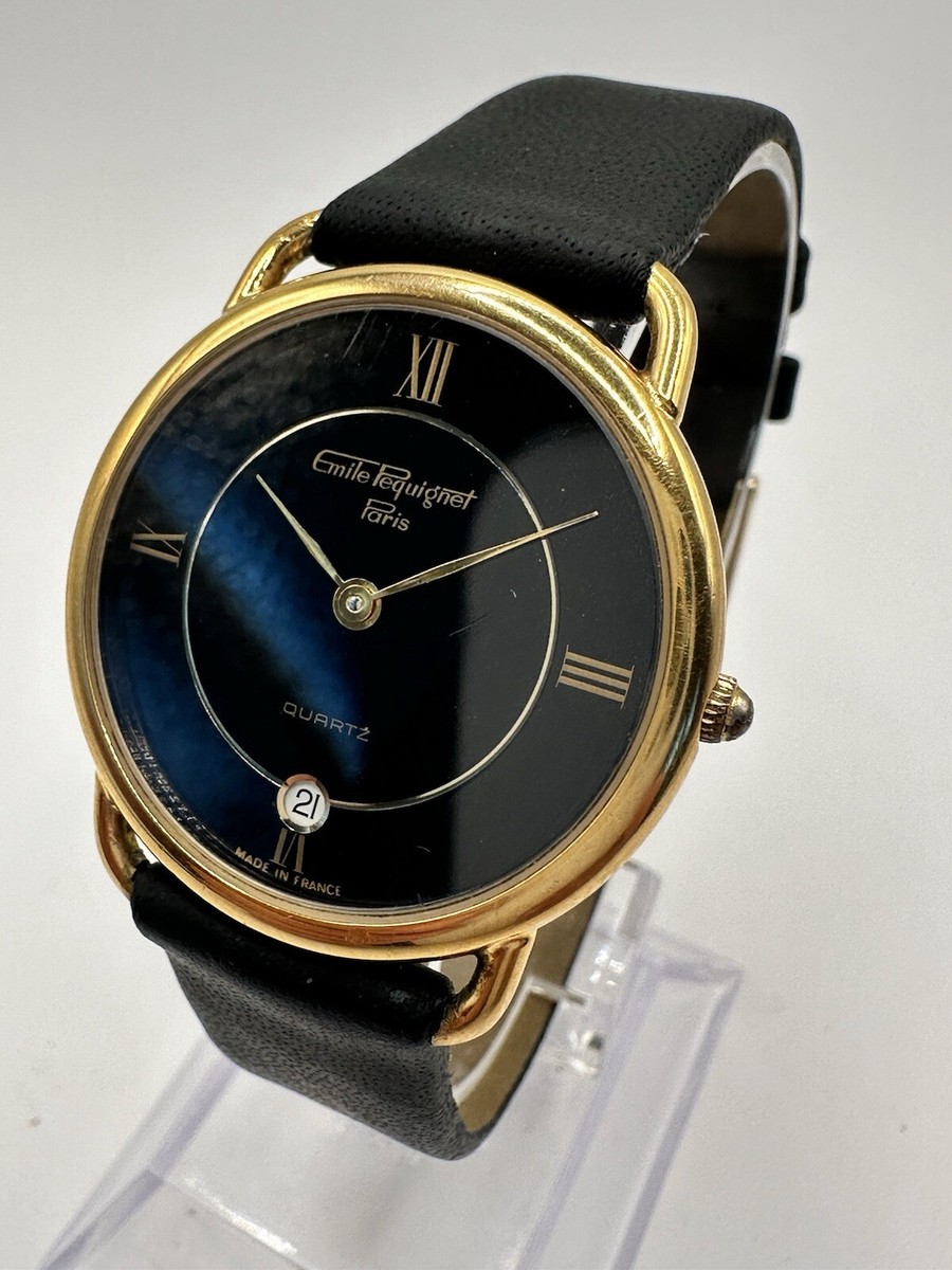 RARE Vintage EMILE PEQUIGNET Paris Men's Quartz Watch Date RARE Vintage EMILE PEQUIGNET Paris Men's Quartz Watch Date