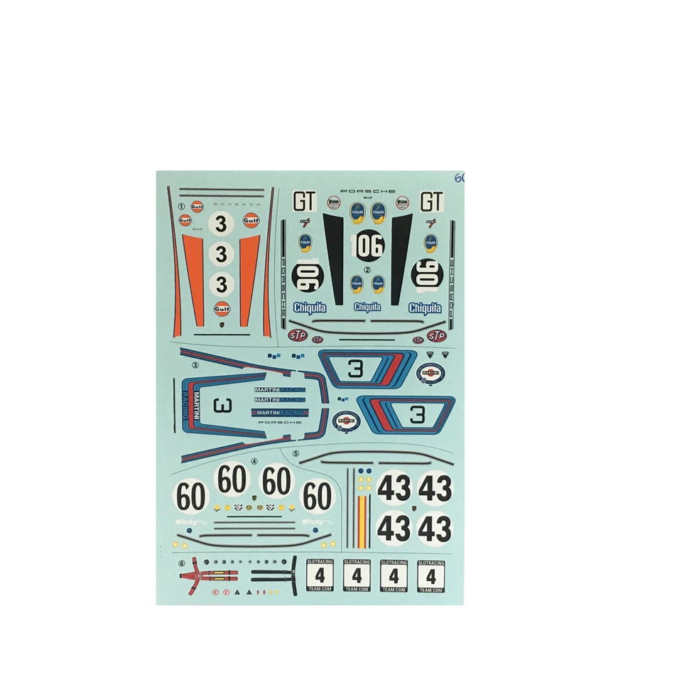 SRT D32004 Decal Porsche 911 Martini Gulf Chiquita No. 3, 43, 60 & 106 1:32