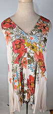 Free People Women Backyard Floral High-Low SleevelessTunic Dress Size M