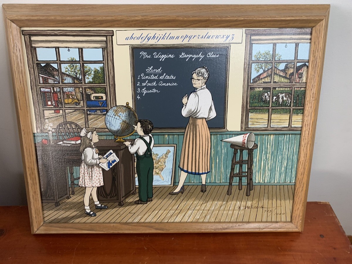 アメリカンヴィンテージ絵画　H.HARGROVE キャンパス地　セリグラフ アメリカンヴィンテージ絵画 H.HARGROVE キャンパス地 セリグラフ