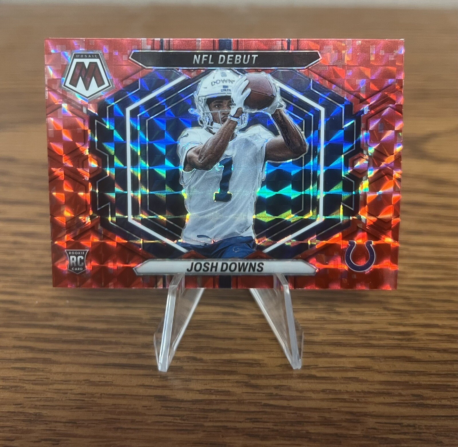 Josh Downs 2023 Panini Mosaic NFL Debut Red Mosaic Prizm RC #ND-15 Colts