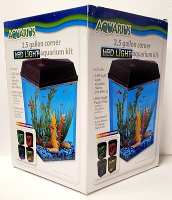 AQUARIUS Gallon Corner LED LIGHT Aquarium Kit with Mini Filter  Kollercraft