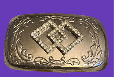 Silver with Crystals Belt Buckle / EUC