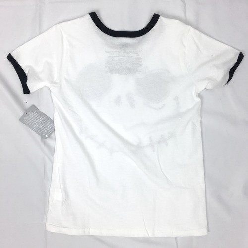 Disney Store Boys Jack Skellington Face White Shirt Short Sleeved Ringer Tee 7/8 - Picture 2 of 2