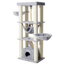 Nobby Kratzbaum Ordu grau für Katzen mit Hängematte & Sisal, 176 cm hoch