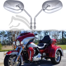 8mm Chrome Rearview Motorcycle Mirrors For Harley Street Glide Tri Glide Touring