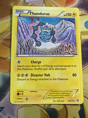 Thundurus 50/113 Non Holo Rare Legendary Treasures Pokemon TCG Miscut Error 