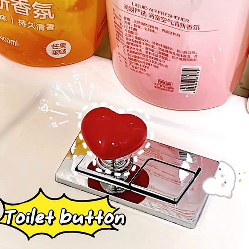 Heart Shaped Toilet Press Button Cabinet Handle Water Tank Push Switch Assistant - 第 6/17 張圖片