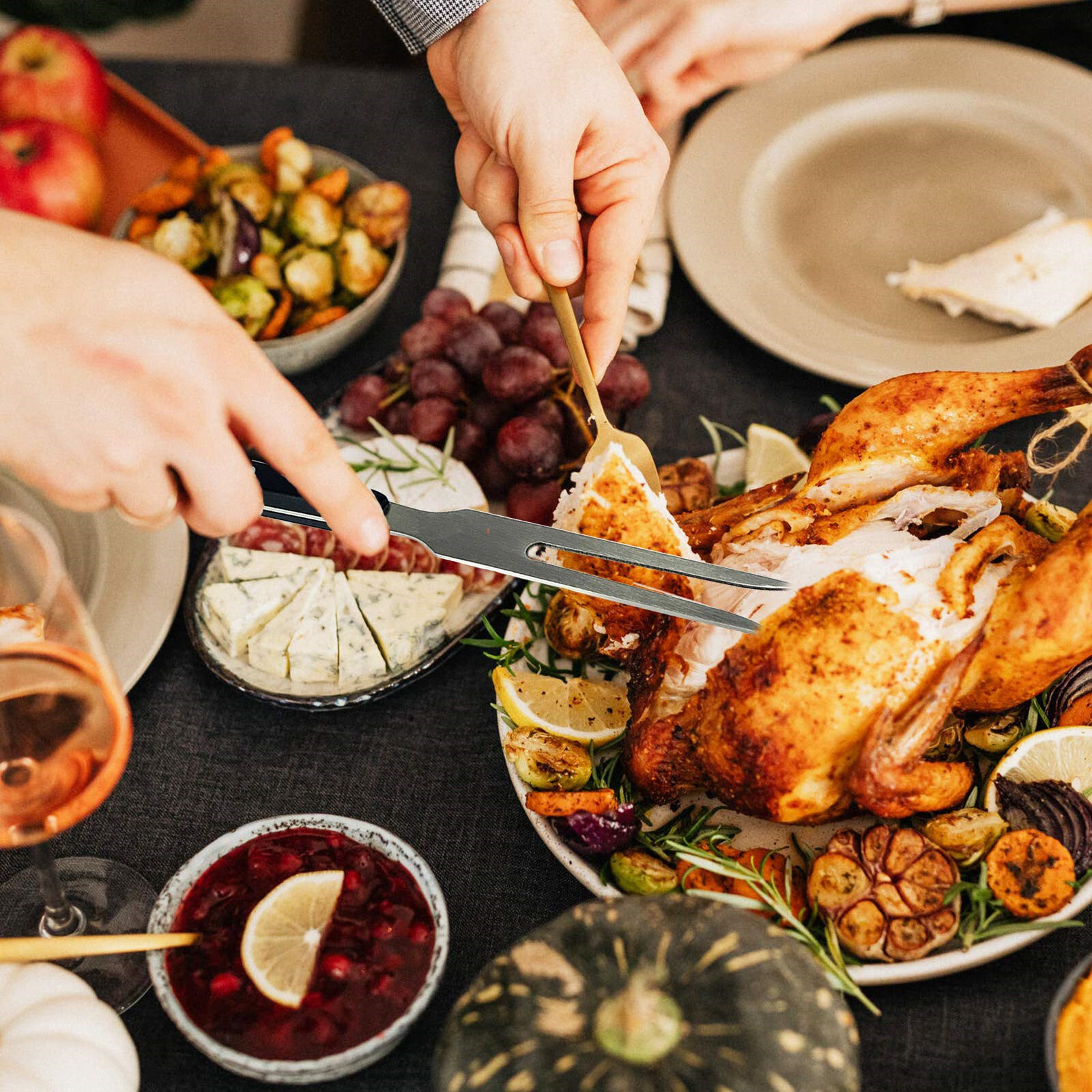 2pcs Carving Fork BBQ Fork Meat Forks, 10Inch Long Stainless Steel