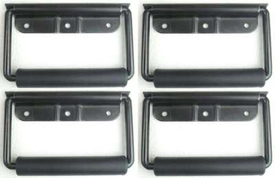 4x Gefederter Klappgriff 130x77 mm black Kistengriff Boxengriff Tragegriff Griff