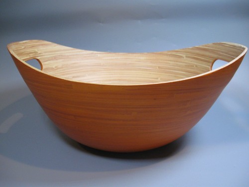Large CORE Oval Bowl With Handles Bamboo Orange - Picture 3 of 5
