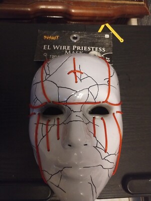 Halloween Scary Mask Priestess Cosplay Led Mask EL Wire Light up Halloween Party