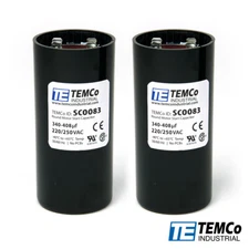 TEMCo 340-408 uf/MFD 220-250 VAC volts Round Start Capacitor 50/60 Hz -Lot-2