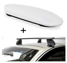 Dachbox VDPMAA460L weiß+Dachträger K1M für für VW Polo III 6N 3-5Türer 95-99