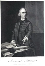 FOUNDING FATHER PATRIOT SAMUEL ADAMS ~ Old 1856 COPLEY Art Print Engraving RARE!