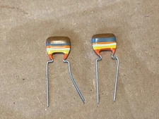 2 NOS Mullard Tropical Fish .018 uf 10% 400v Guitar Tone Capacitors 18nf (Qty)