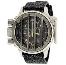 Invicta Vintage Crossbar Mens 52mm Gunmetal Leather Chronograph Watch 33280 RARE