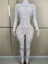 Long sleeved women's tight fitting transparent party performance costumes