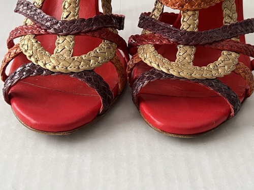 Stephane Kelian Sandals Women's 39 Braided Leather Strappy Made in Italy - Picture 3 of 21