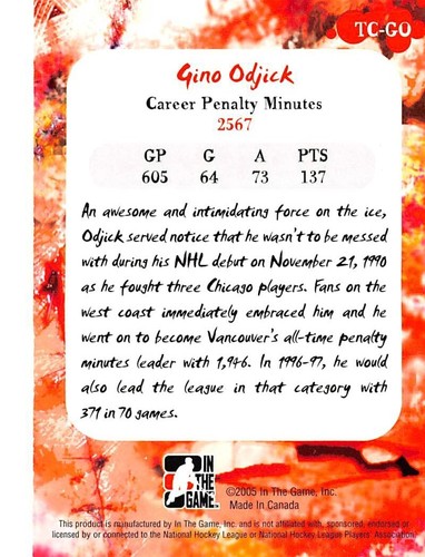 2005-06 ITG Tough Customers #GO Gino Odjick - Picture 2 of 2