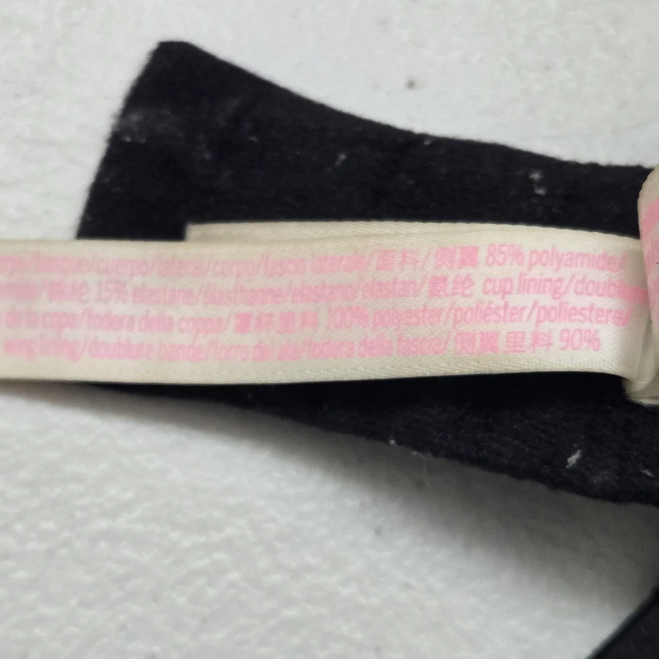 ROSA Victoria's Secret Mujer Sujetador 36DD Negro Serpiente Reptil Camiseta Ligeramente Forrada Foto 3 de 4