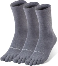 Toe Socks Liner Crew for Men Women Coolmax Medium, Socks-grey 