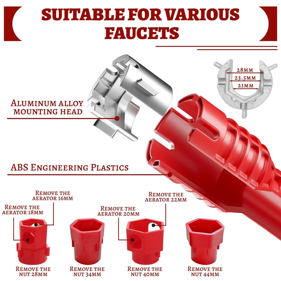 Chiave per rubinetto 14 in 1 strumento chiave per rubinetto chiave per lavabo - Immagine 4 di 4