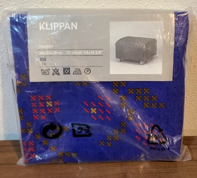 Ikea Klippan Ottoman Footstool Cover Cotton Blue Multicolor Retired Slipcover - Photo 1/4