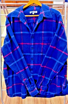 J W Anderson x Uniqlo Blue/Red Plaid Flannel Buttondown Shirt Long Sleeve XL
