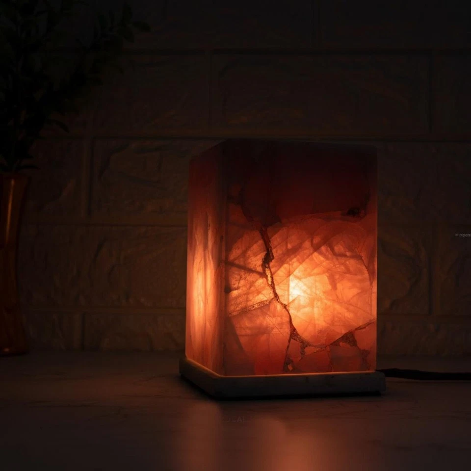 Lámpara Cuarzo Rosa - Decoración Cristal Curativo, Luz Nocturna Boho Foto 3 de 4