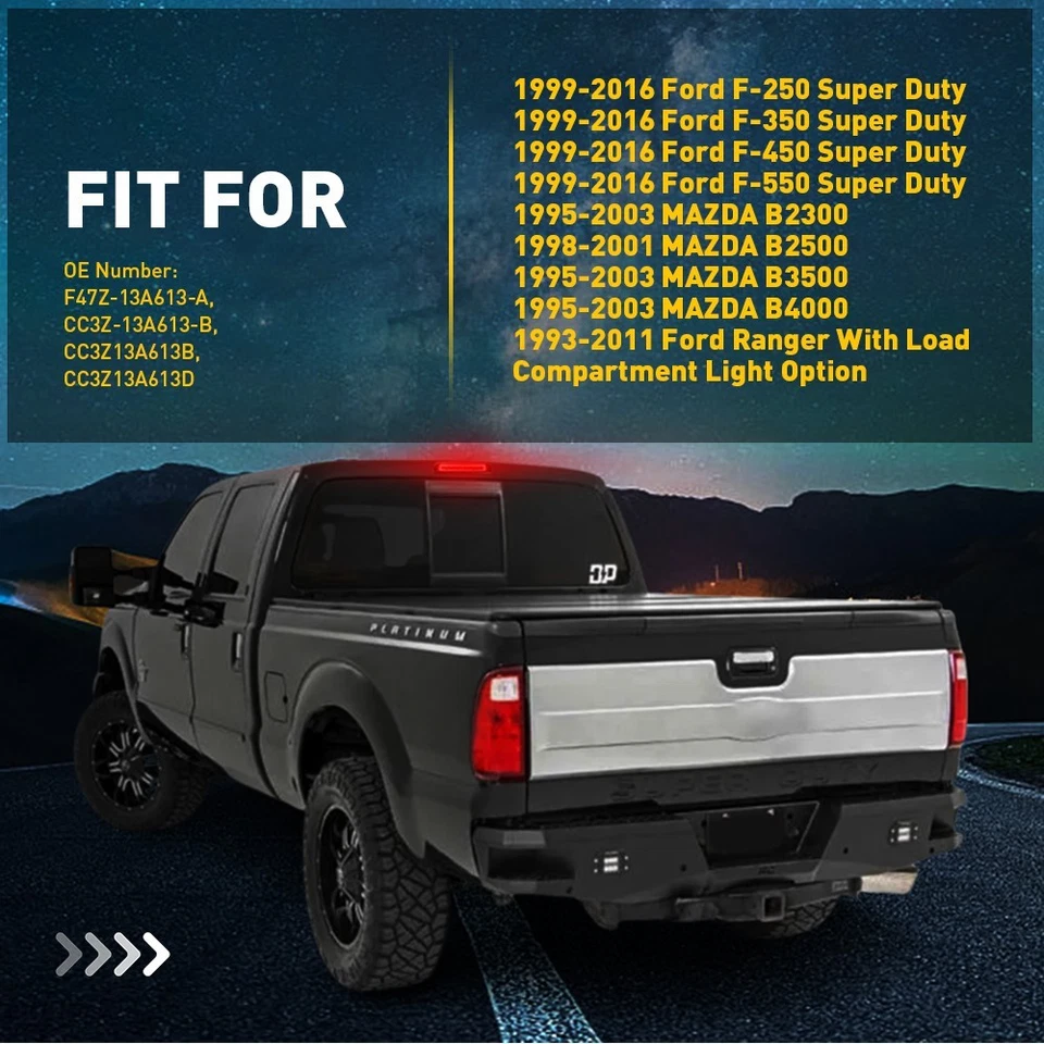 Fits 95-03 MAZDA B2300 Third 3rd Brake Light Cargo Lamp Bar F1 Style Hyper Flash - Image 4 of 4