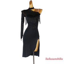 Latin Dance Dress Salsa Tango Cha Cha Ballroom Rhinestone Competition Dress F662